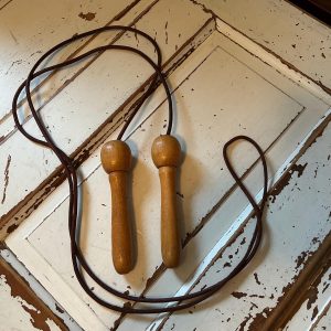 Vintage Spalding Flex Leather Jump Rope Wood Handles